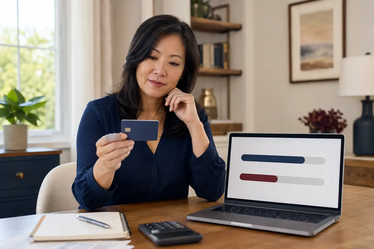 Woman considering how closing a credit card may affect utilization