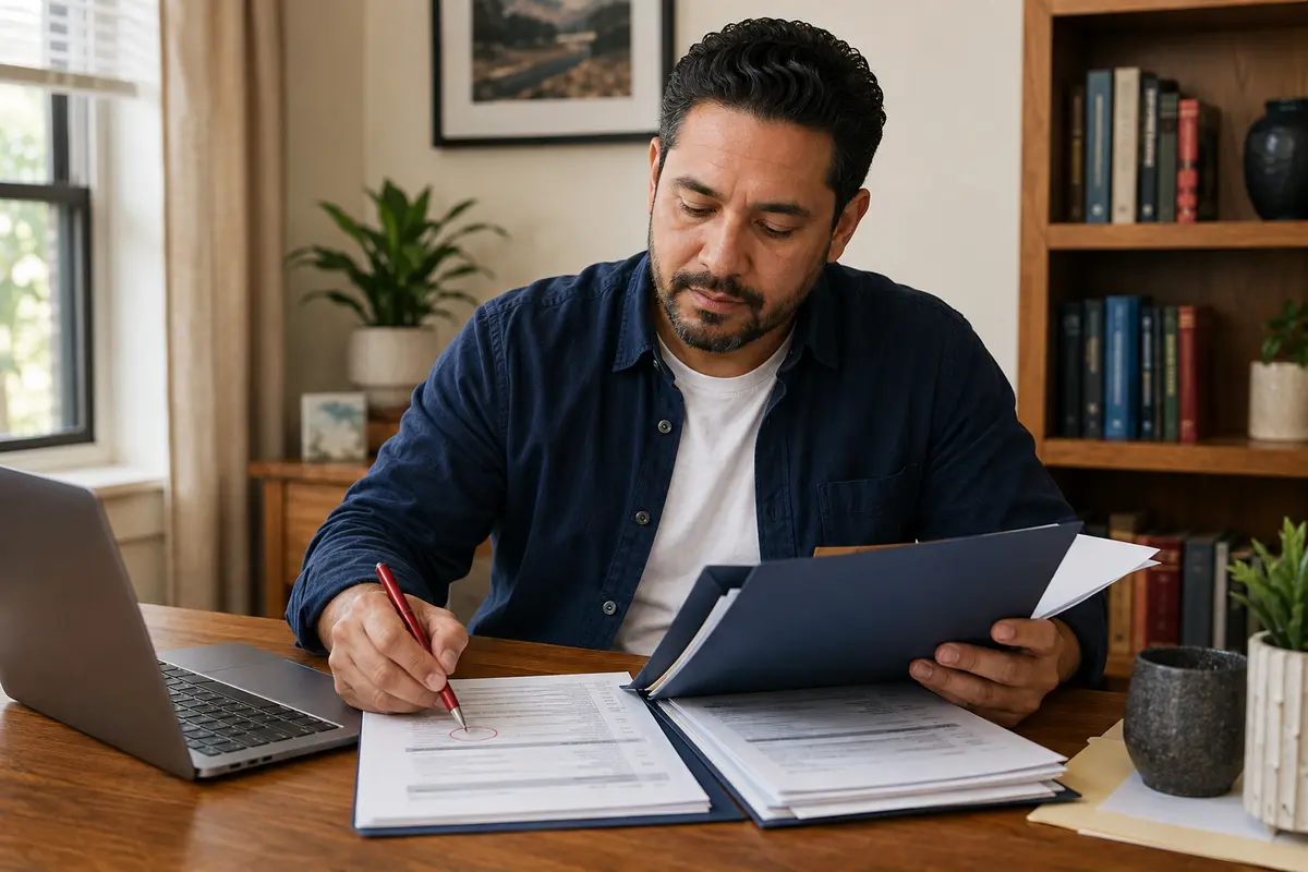 Man documenting an error found on his credit report