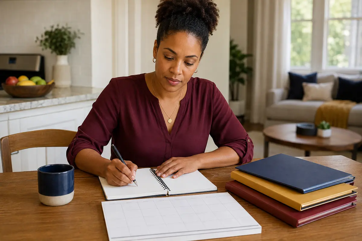 Woman creating an organized plan to rebuild credit after hardship