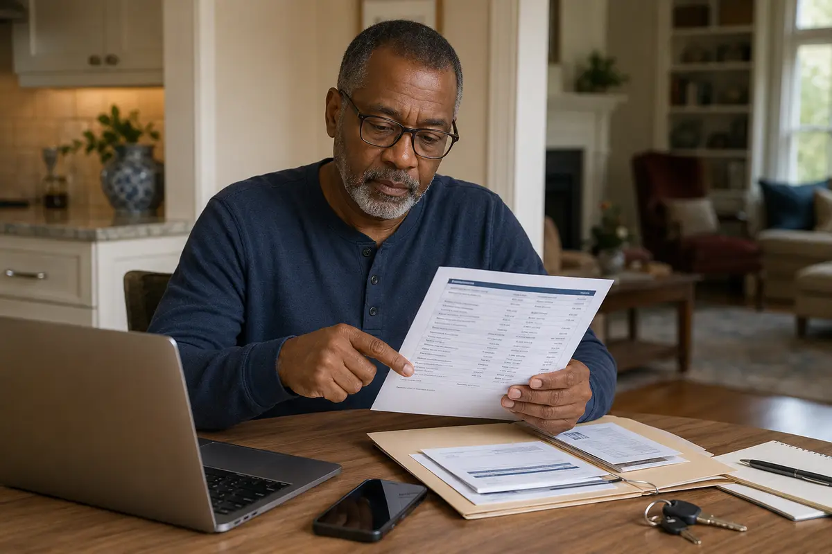 Man reviewing an unfamiliar hard inquiry on his credit report
