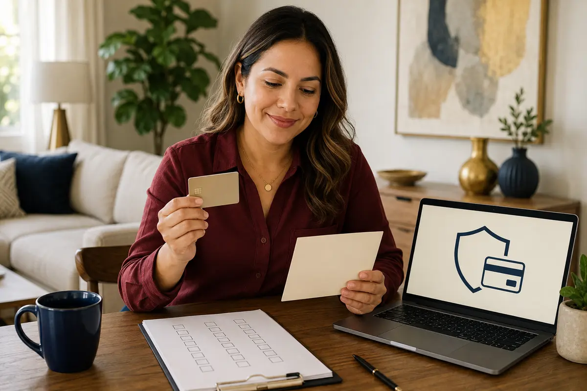 Woman reviewing how a secured credit card supports rebuilding